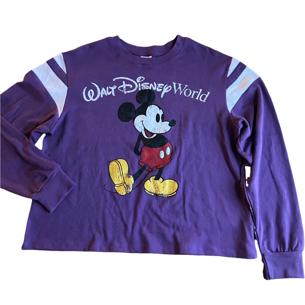 Disney Parks Mickey Mouse Vintage Varsity Tee Size Medium Purple